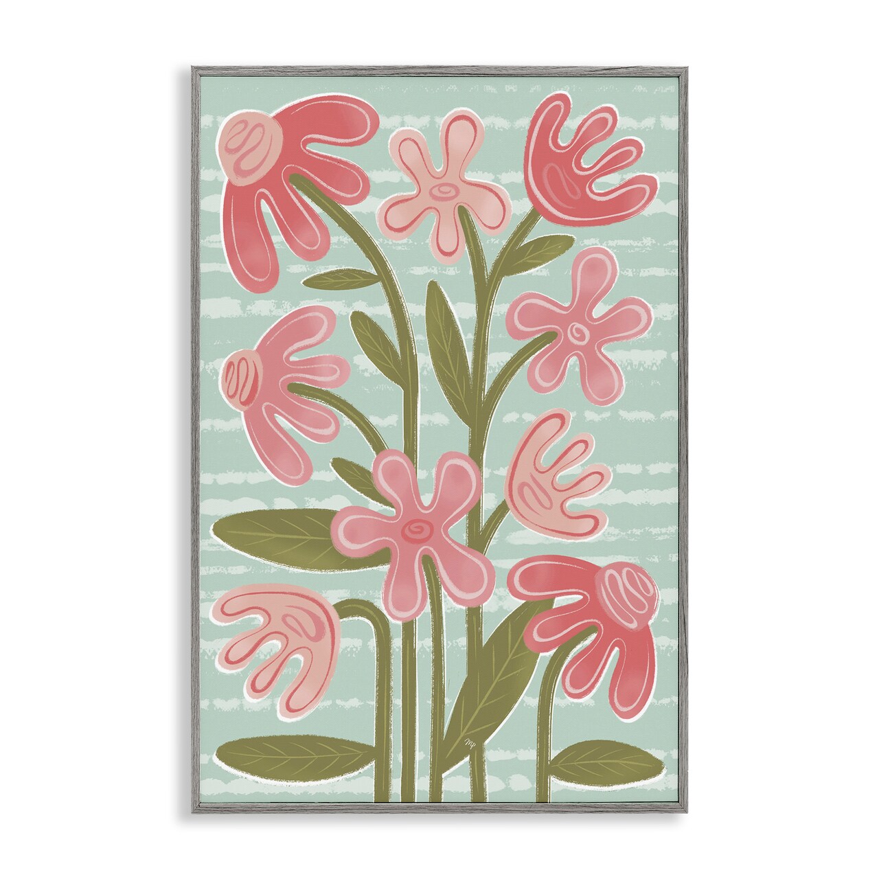 Stupell Industries Pink Whimsy Midcentury Flowers Framed Giclee, design by Martina Pavlova